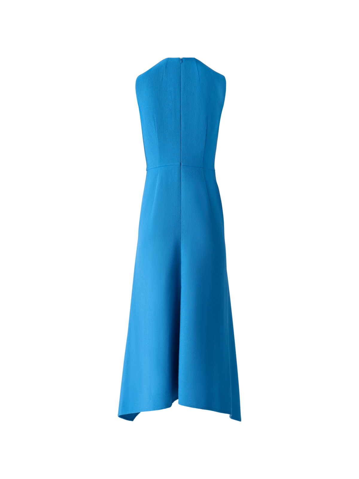 Designer Asymmetrical Wool Crêpe Double-Face Midi Dress - blue