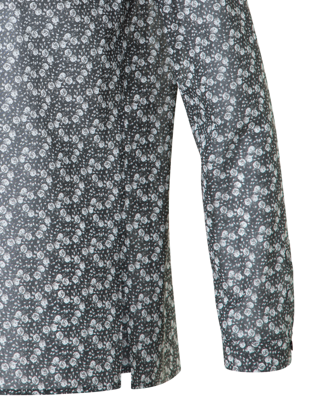 Designer Cotton Tunic Blouse with Mini Anemone Print - black - multicolor