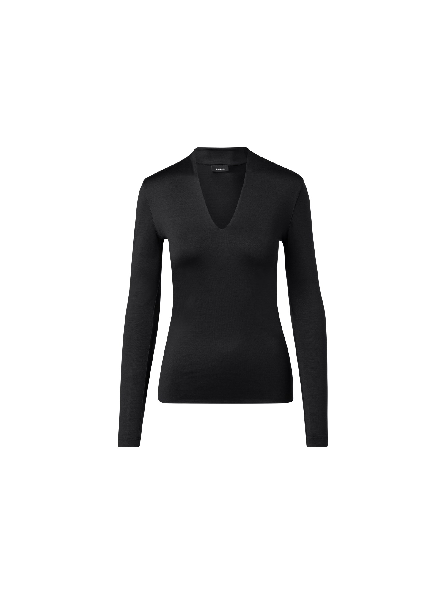 Designer Long Sleeve Shirt in Silk Jersey - black