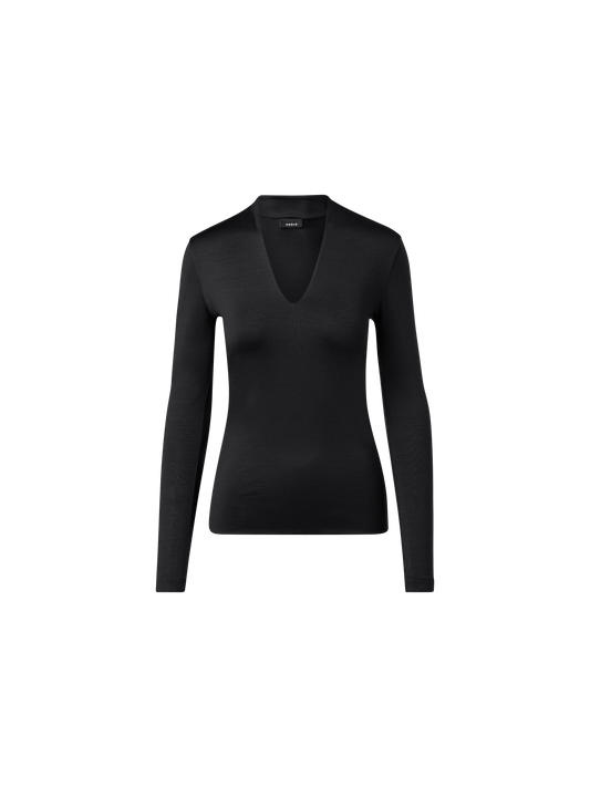 Designer Long Sleeve Shirt in Silk Jersey - black