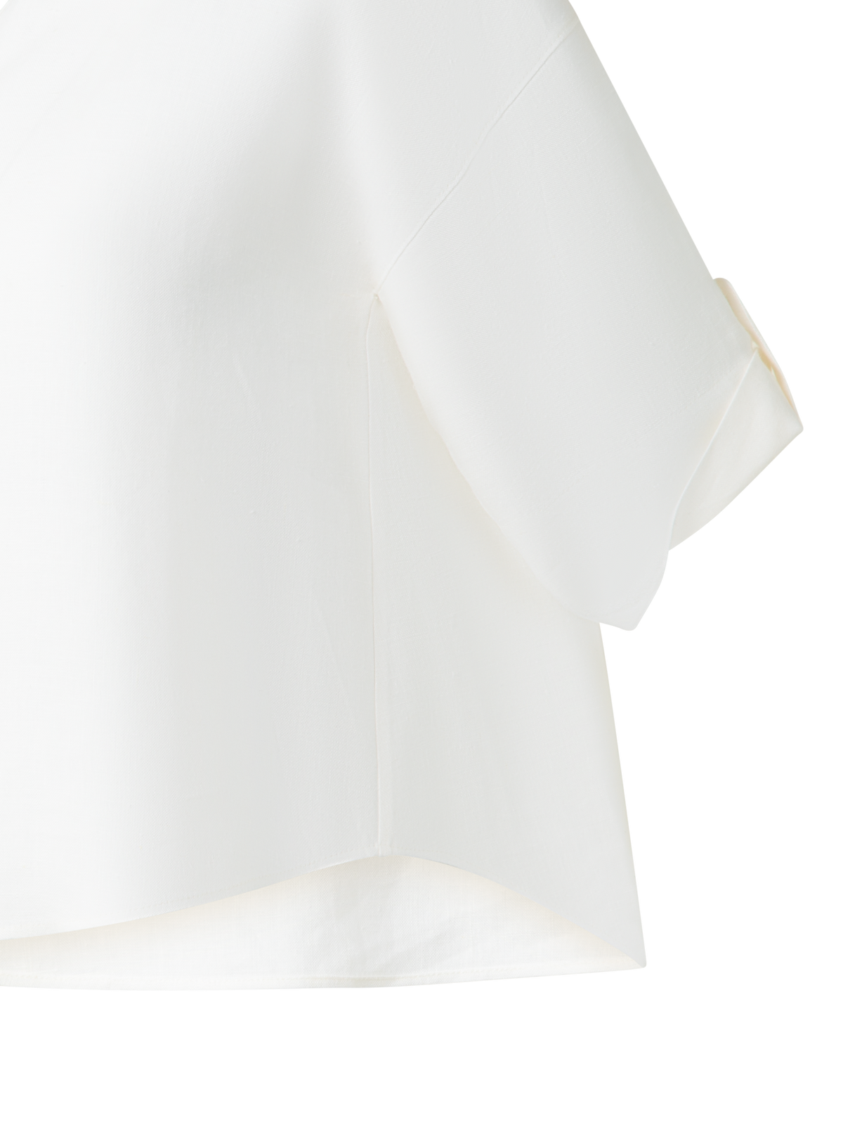 Designer Cropped Washed Linen Blouse - neutral - ecru - white