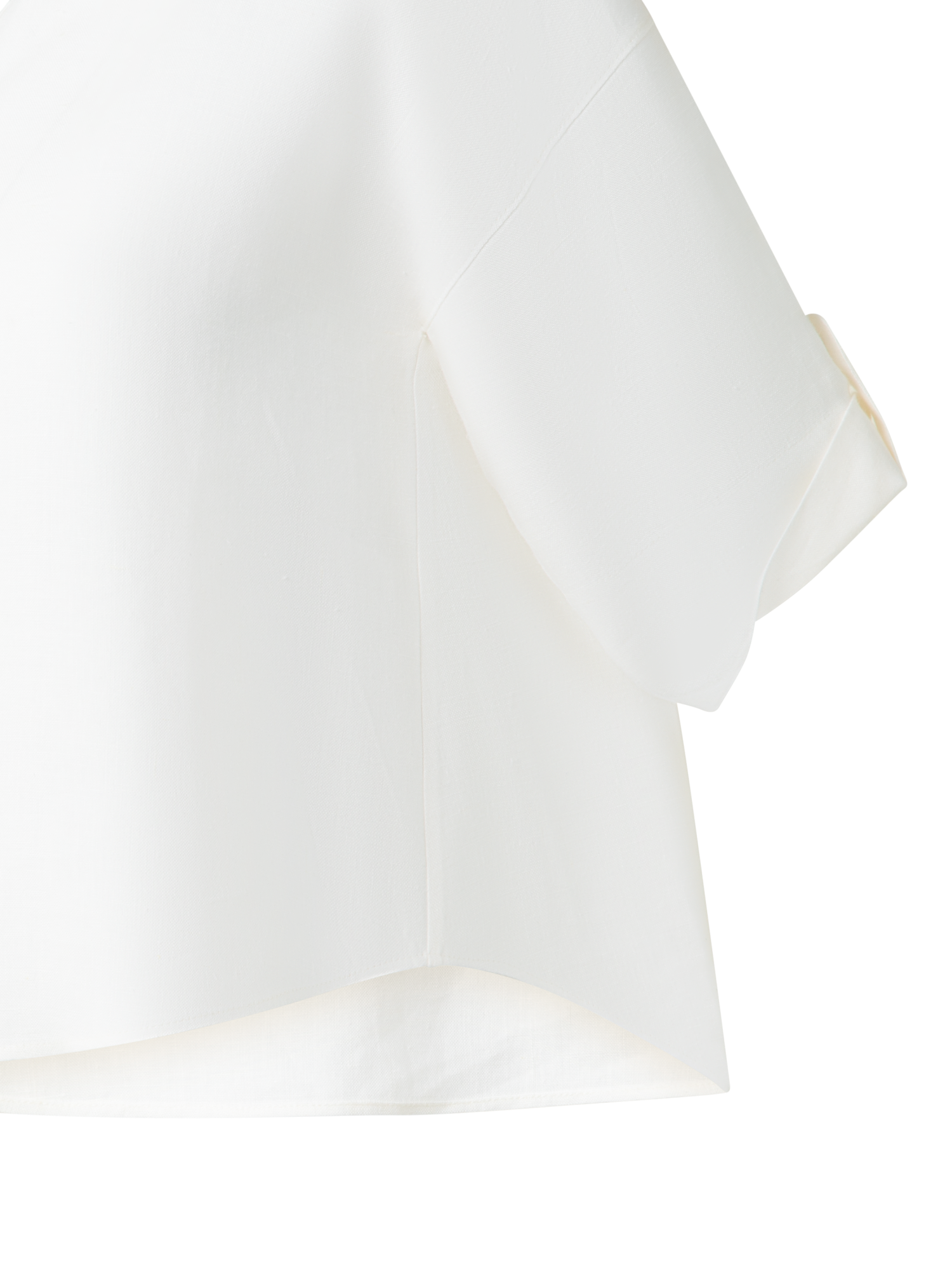 Designer Cropped Washed Linen Blouse - neutral - ecru - white