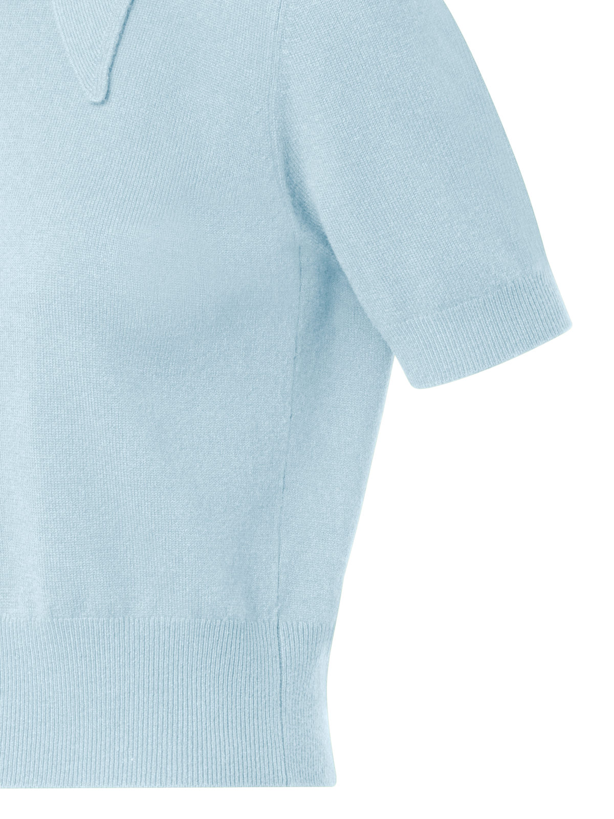 Designer Short Sleeve Cashmere Sweater with Knot Detail - pastel - blue