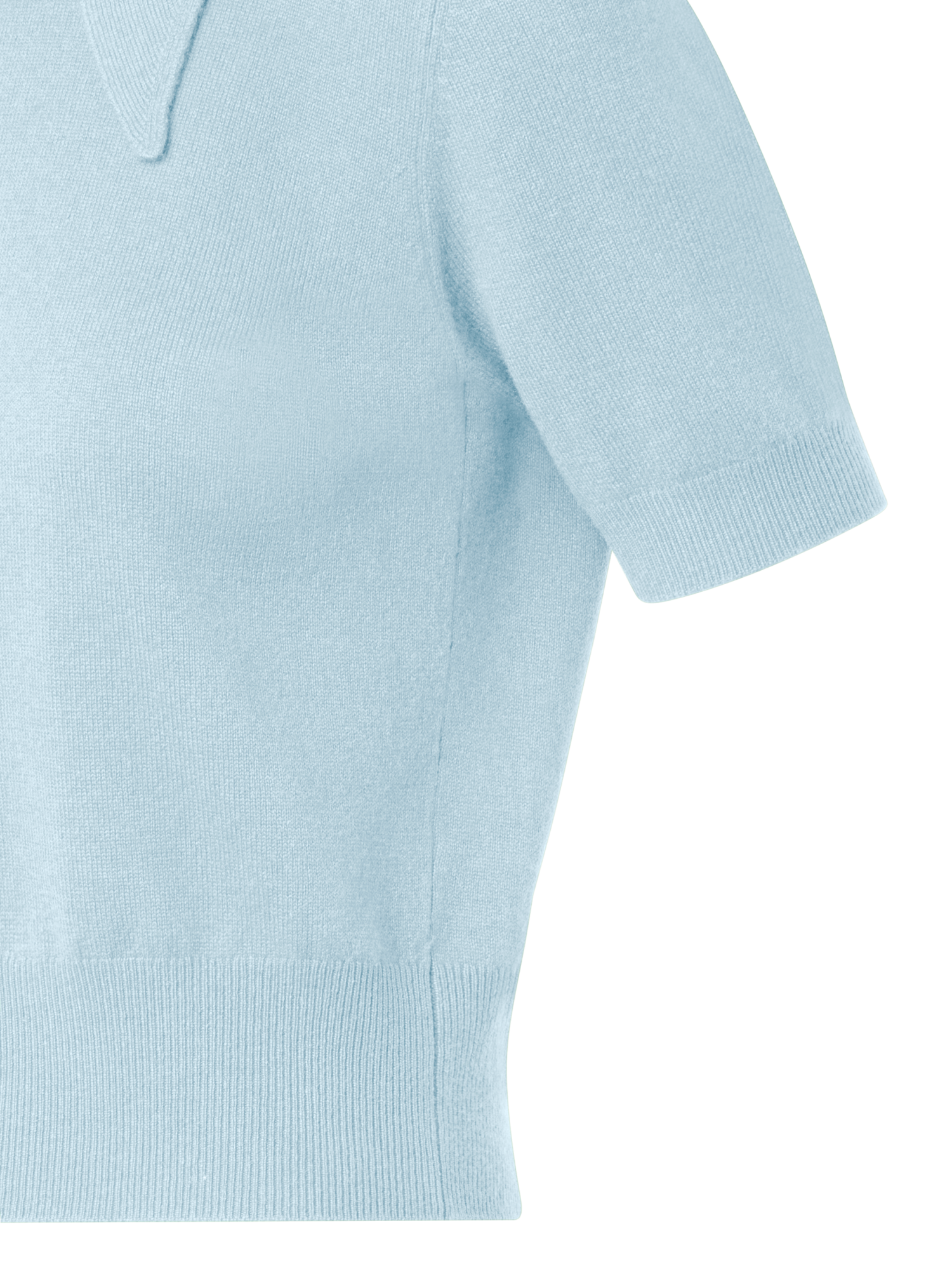 Designer Short Sleeve Cashmere Sweater with Knot Detail - pastel - blue