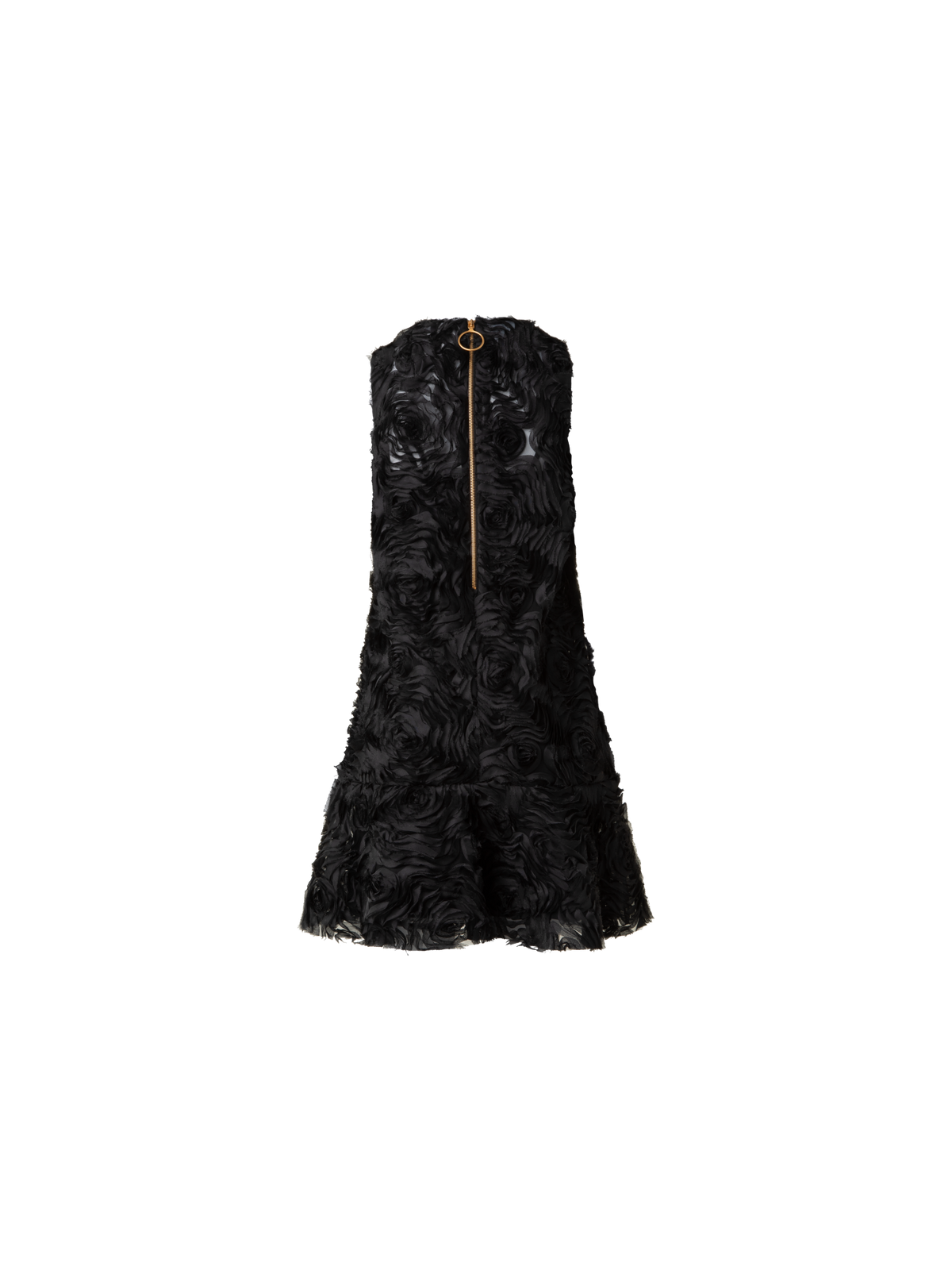 Designer Cocktail Dress with 3D Carnation Embroidery - black