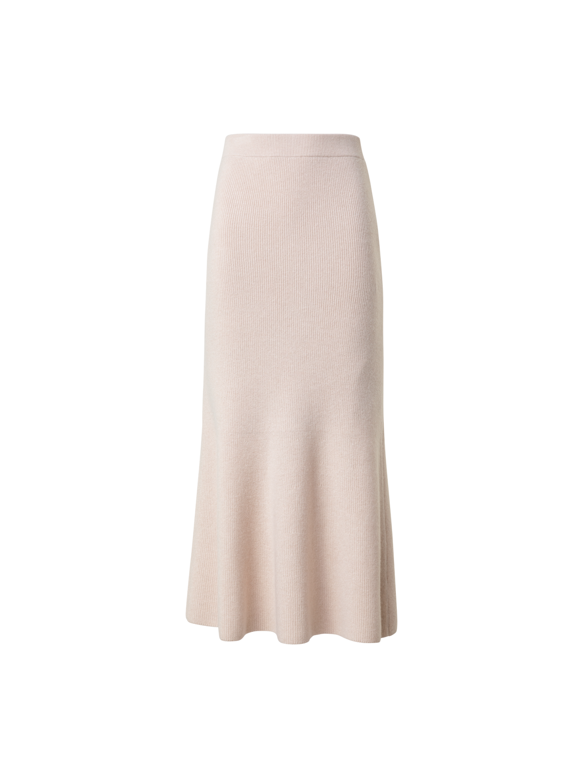 Designer Midi Knit Skirt in Ribbed Cashmere - neutral - beige