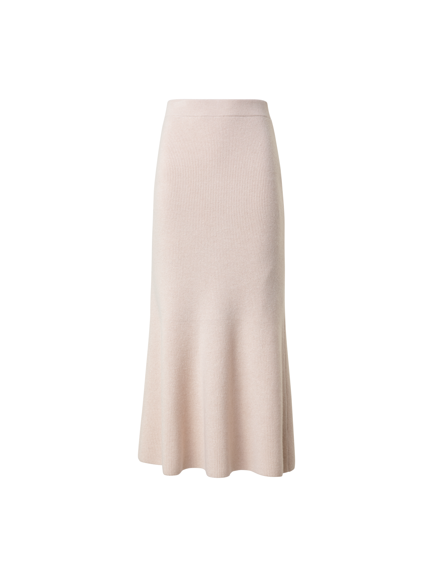 Designer Midi Knit Skirt in Ribbed Cashmere - neutral - beige