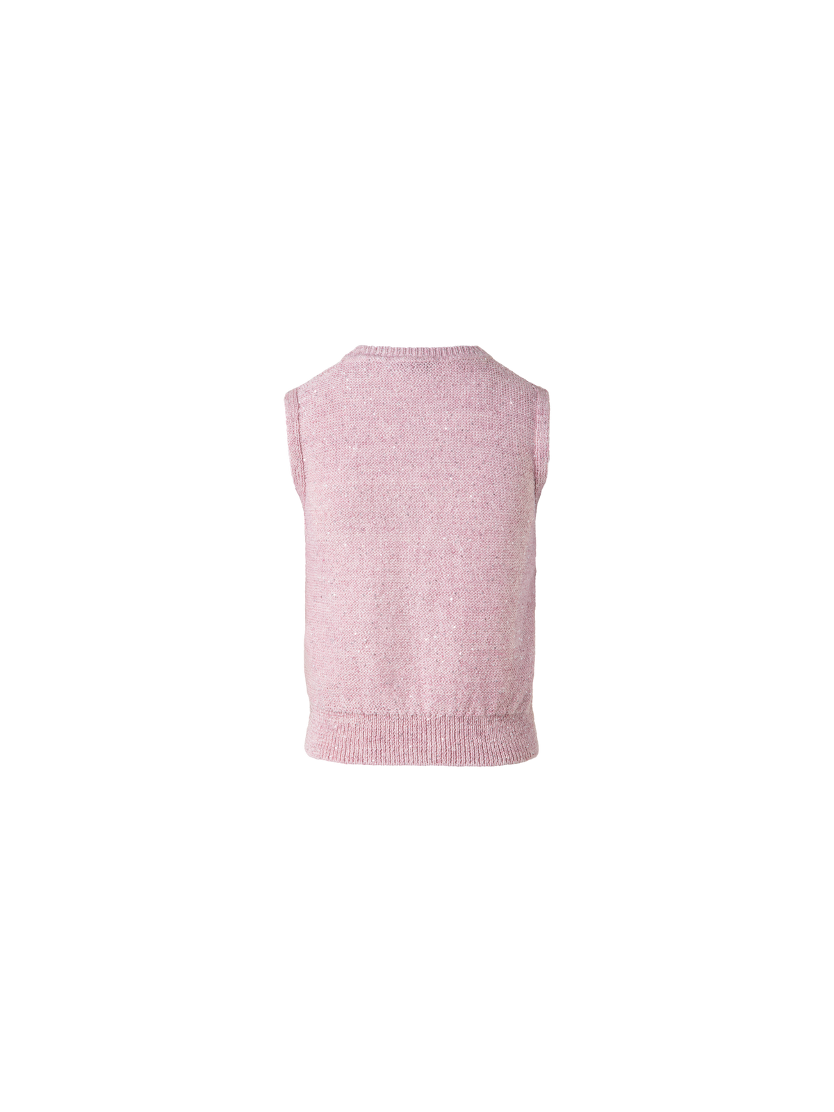 Designer Sleeveless Linen Cotton Knit Top with Sequins - pastel - pink