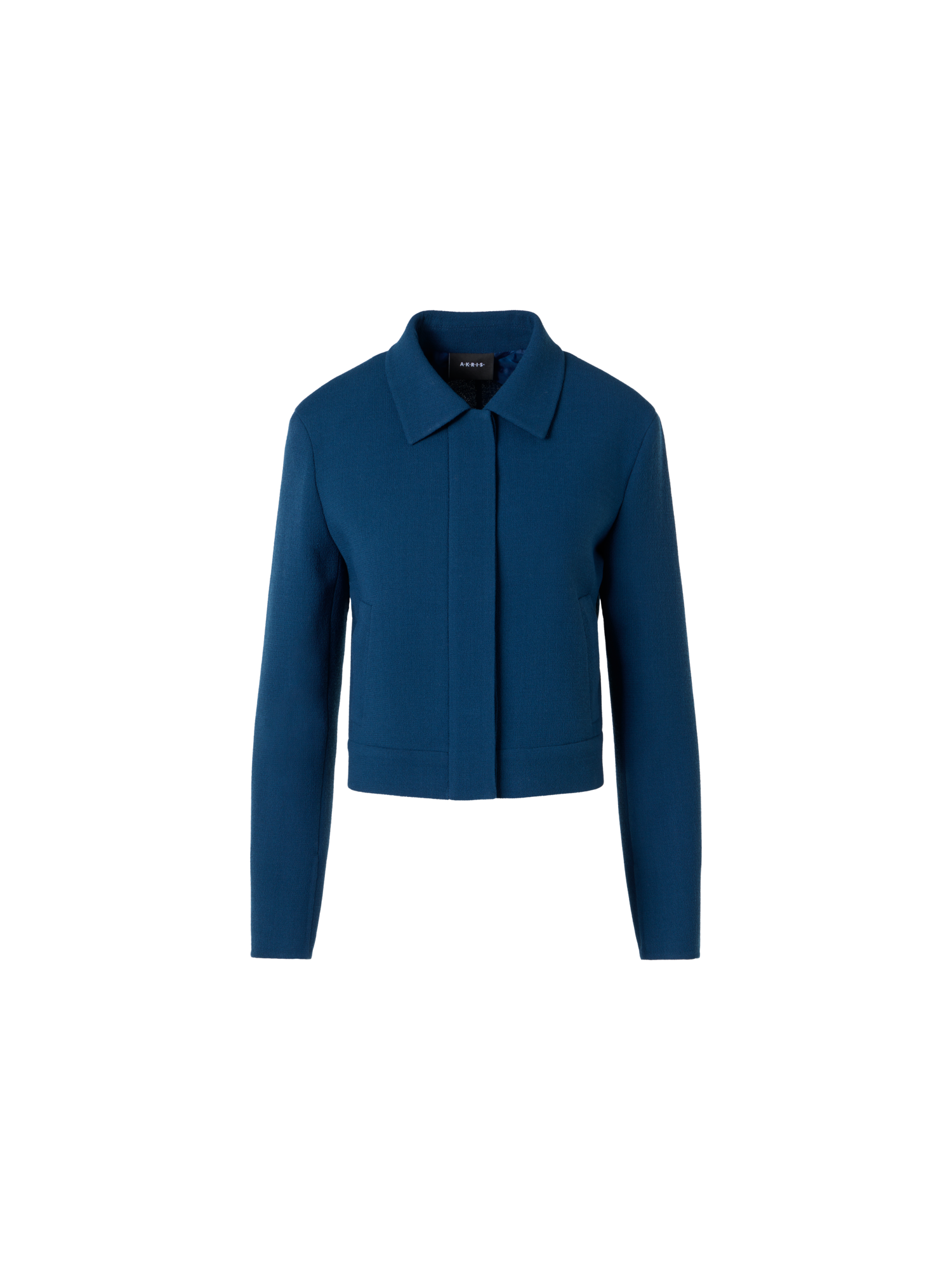 Designer Kato Short Jacket in Wool-Crêpe Double-Face - blue