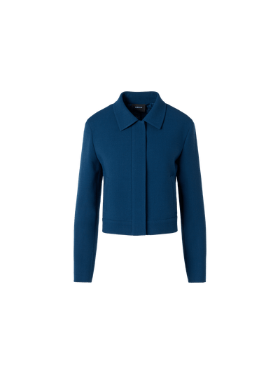 Designer Kato Short Jacket in Wool-Crêpe Double-Face - blue