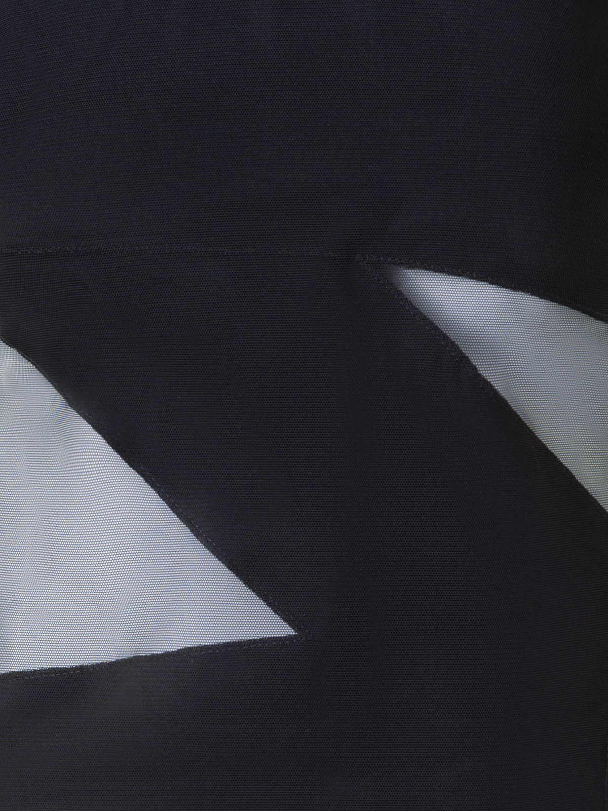 Designer Sheer Fitted Mock Neck Top with Zigzag Detail - black - neutral