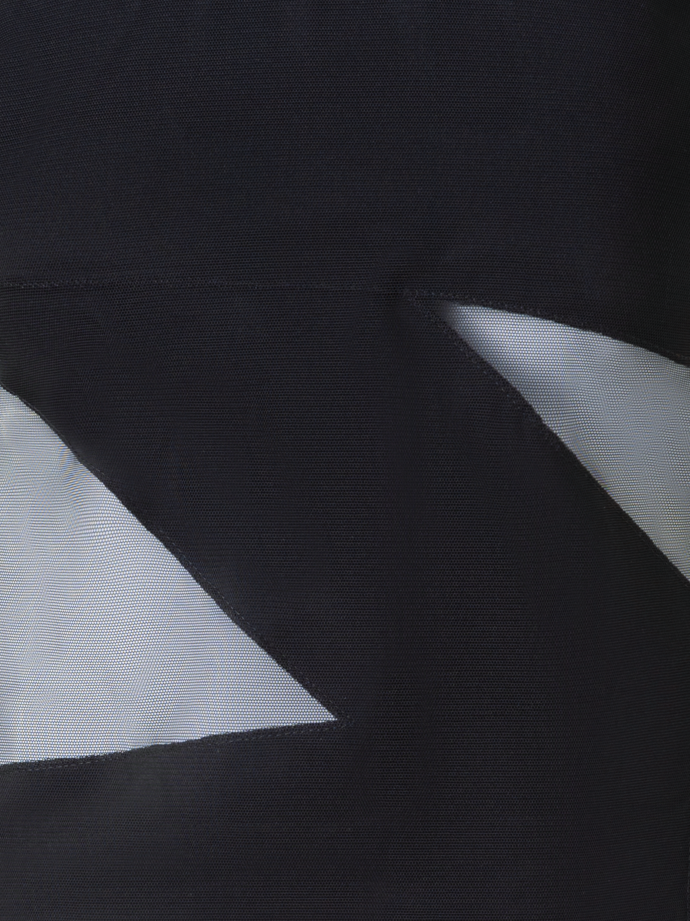 Designer Sheer Fitted Mock Neck Top with Zigzag Detail - black - neutral