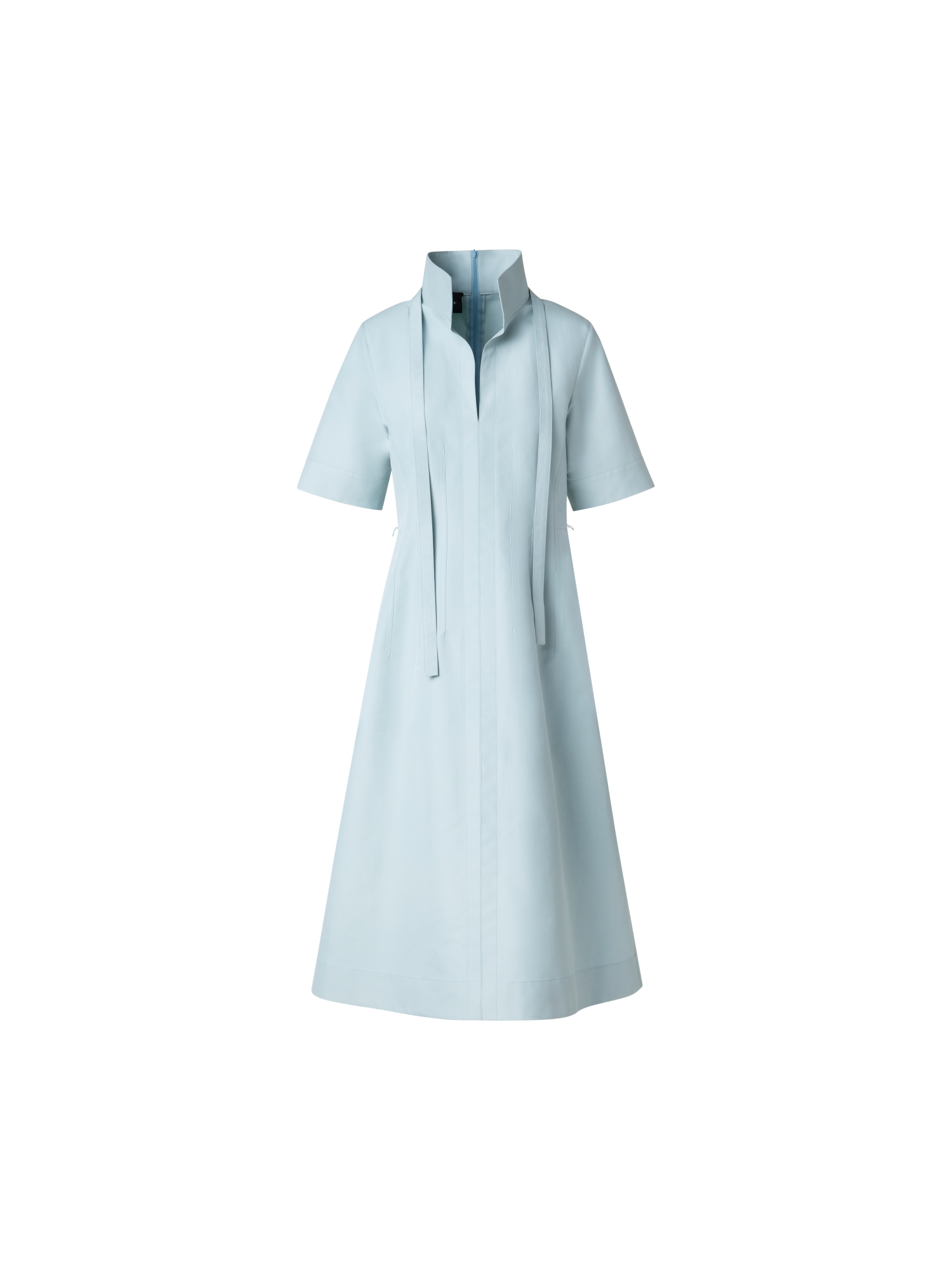 Designer Midi Dress in Cotton Poplin - pastel - blue