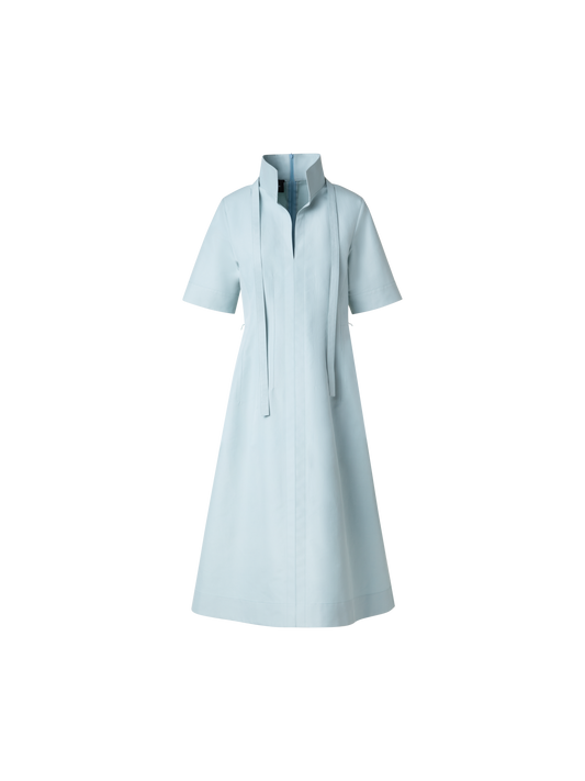 Designer Midi Dress in Cotton Poplin - pastel - blue