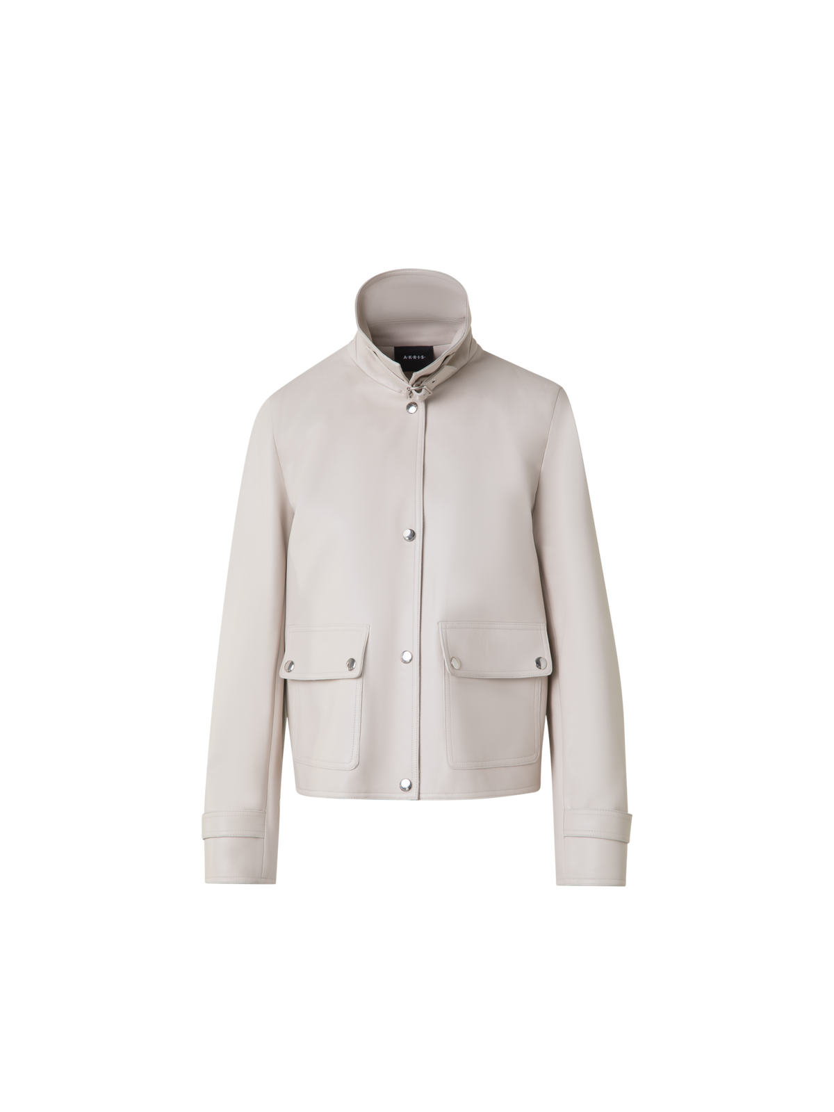 Designer Blouson Leather Jacket - neutral - grey - beige