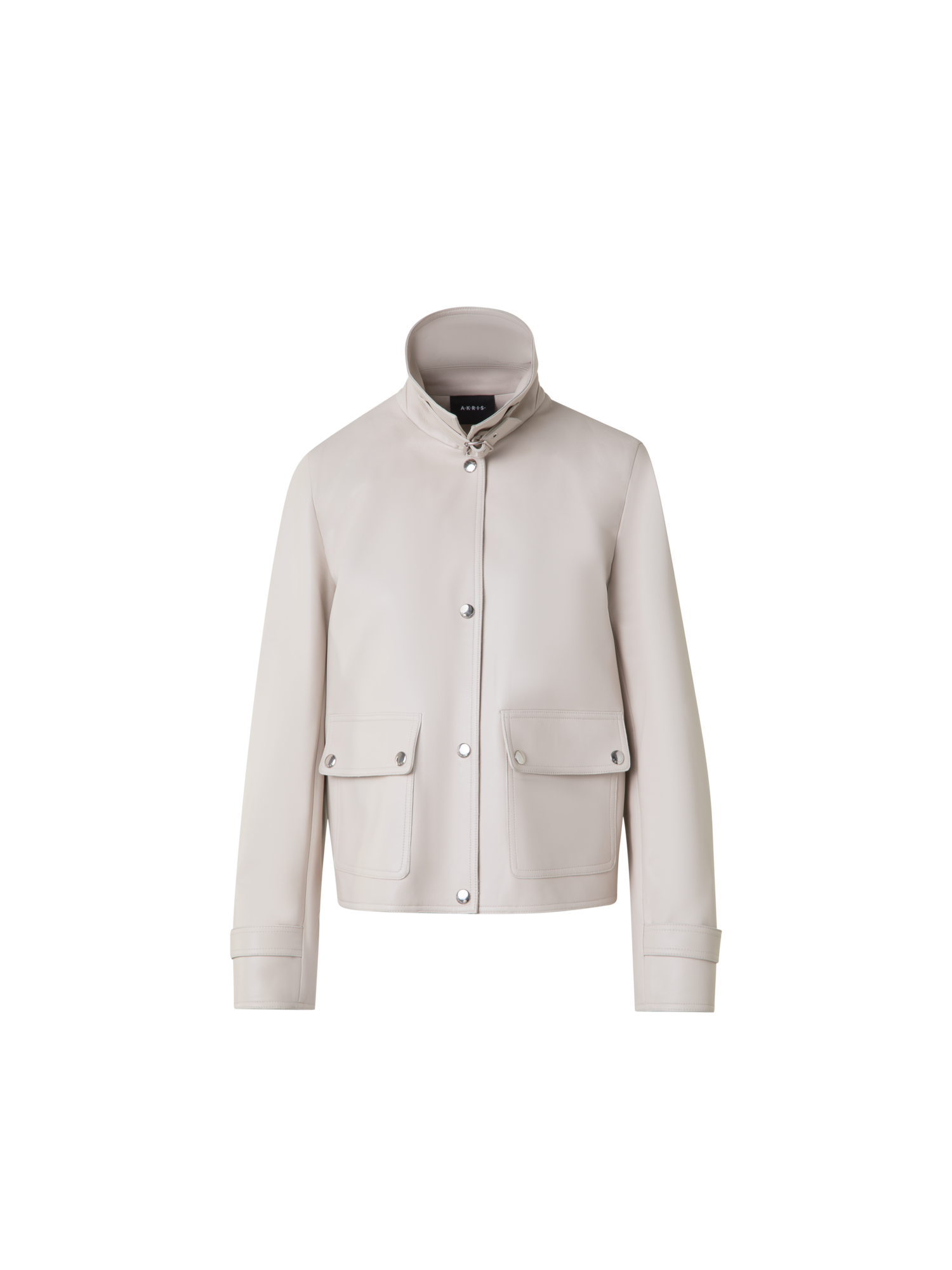 Designer Blouson Leather Jacket - neutral - grey - beige