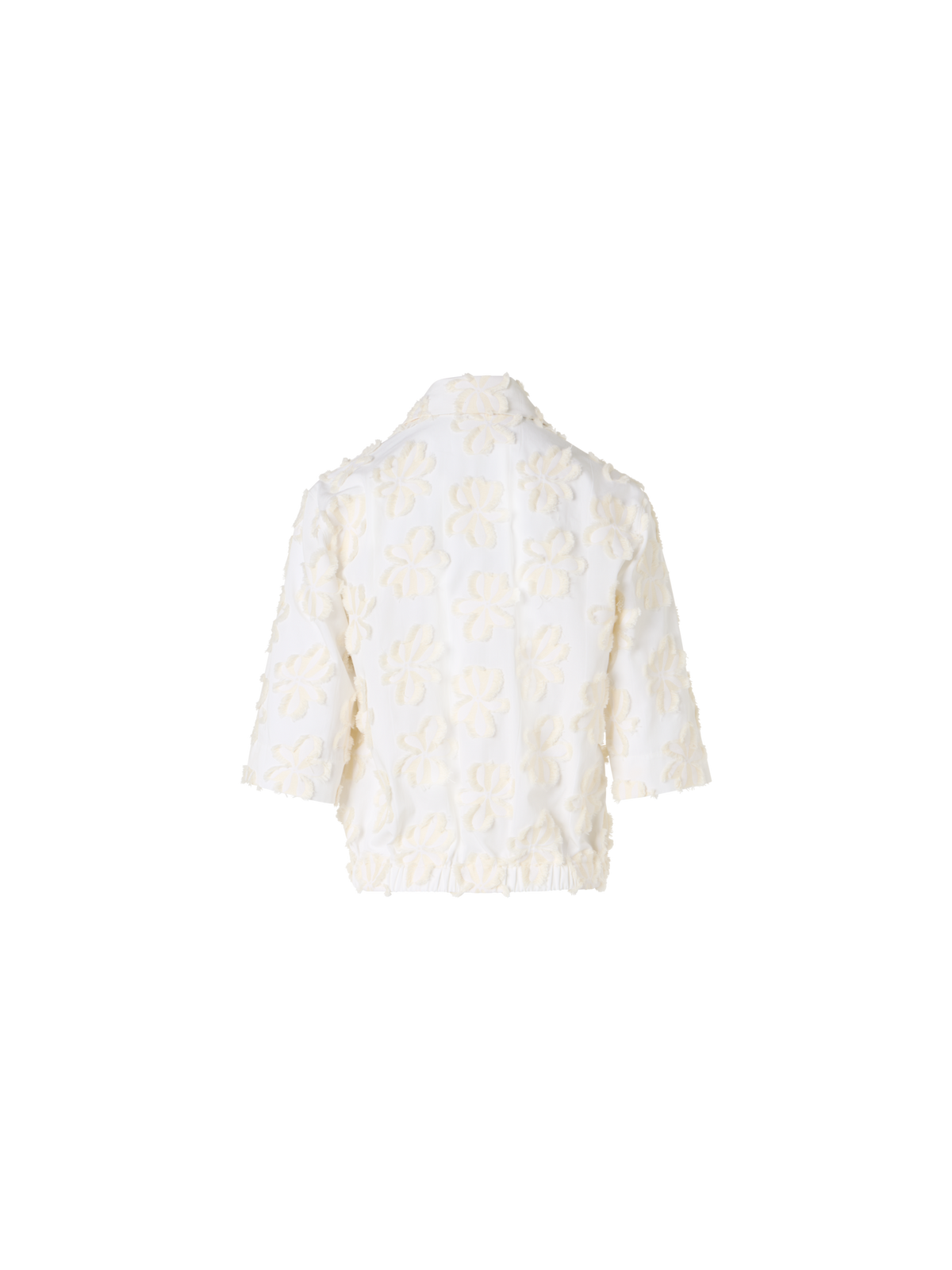 Designer Boxy 3D-Flower Jacquard Shirt Blouse - ecru