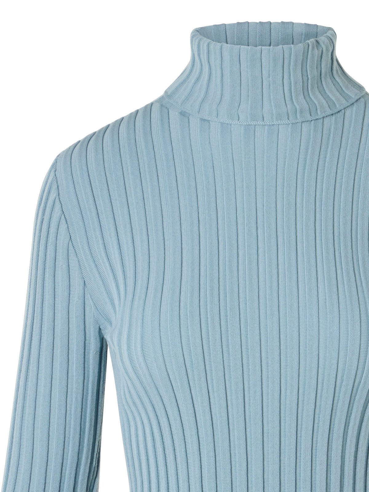 Designer Reversed Rib Merino Knit Turtleneck - blue