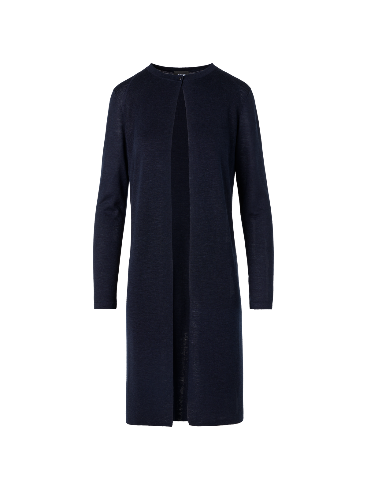 Designer Long-Sleeve Linen-Silk Knit Coat - navy