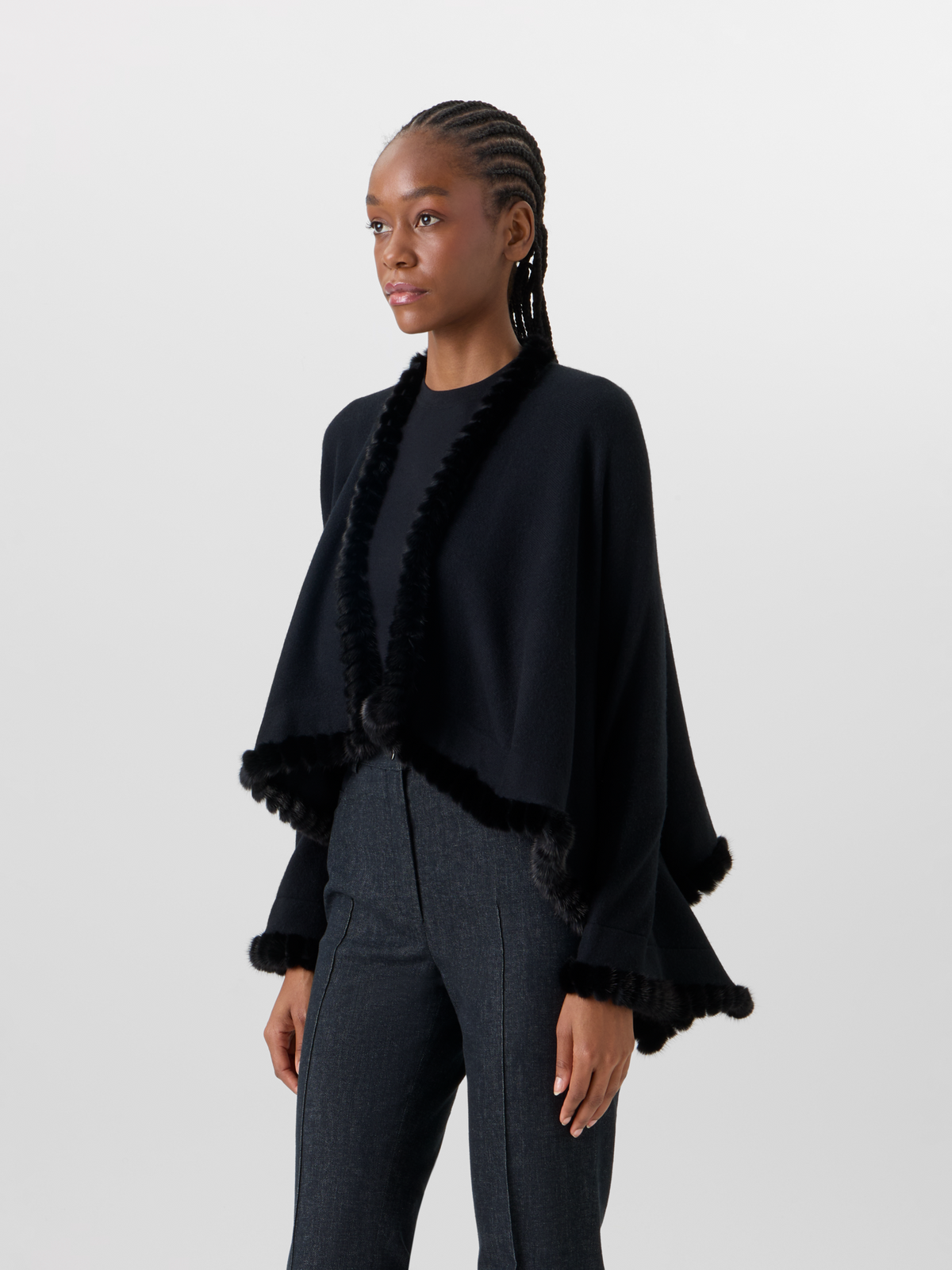 Designer Cashmere-Silk Knit Bolero - black #editorial