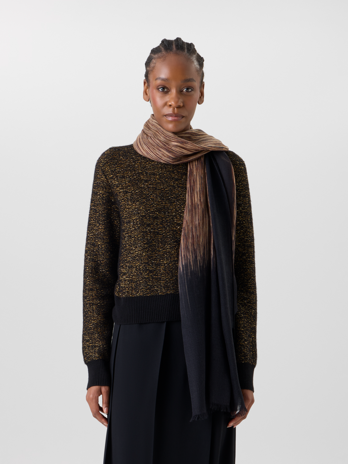 Designer Cashmere Scarf in Oro Lienzo Print - black 