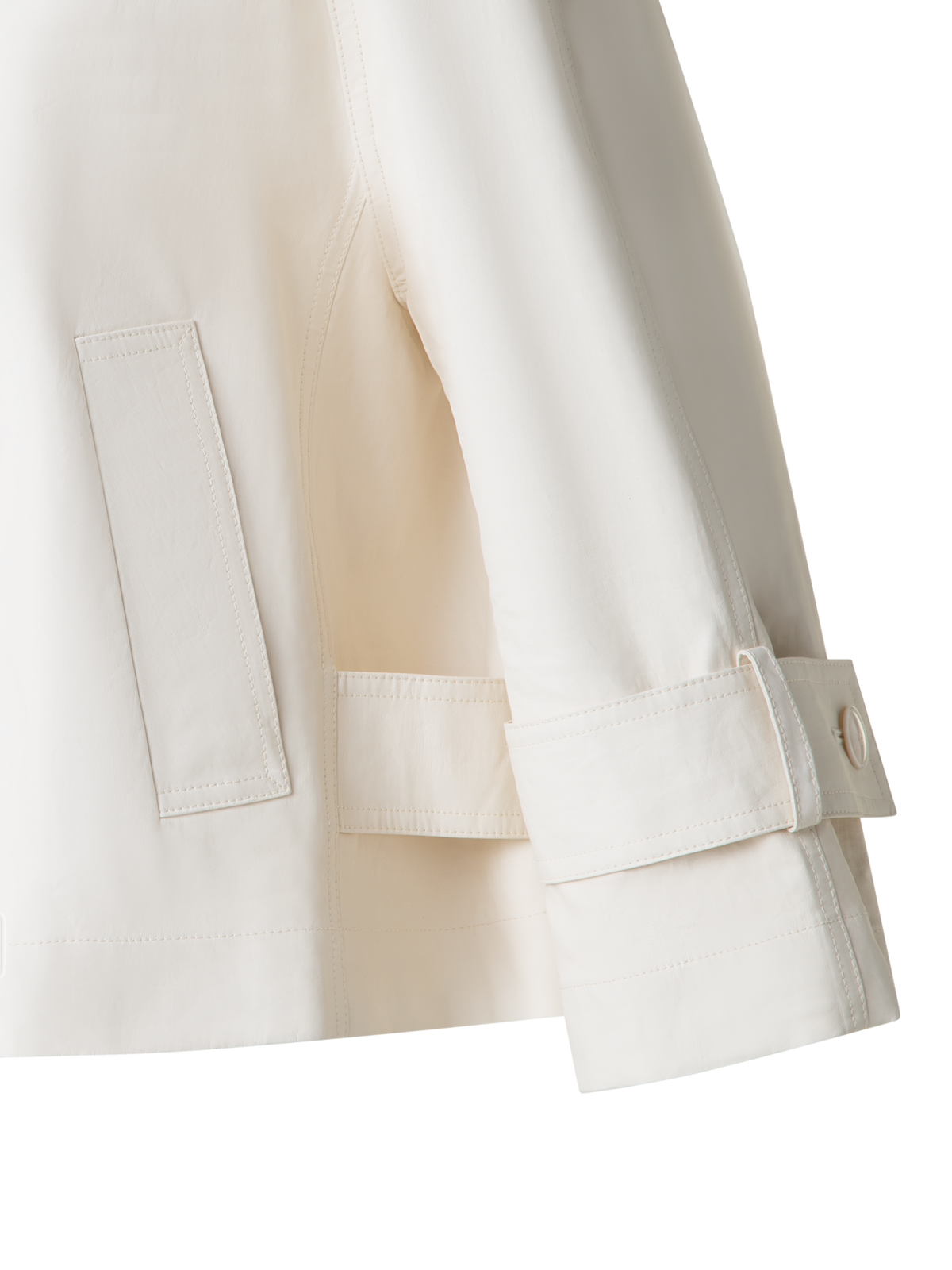 Designer Water Repellent Short Jacket in Coated Linen - ecru - white