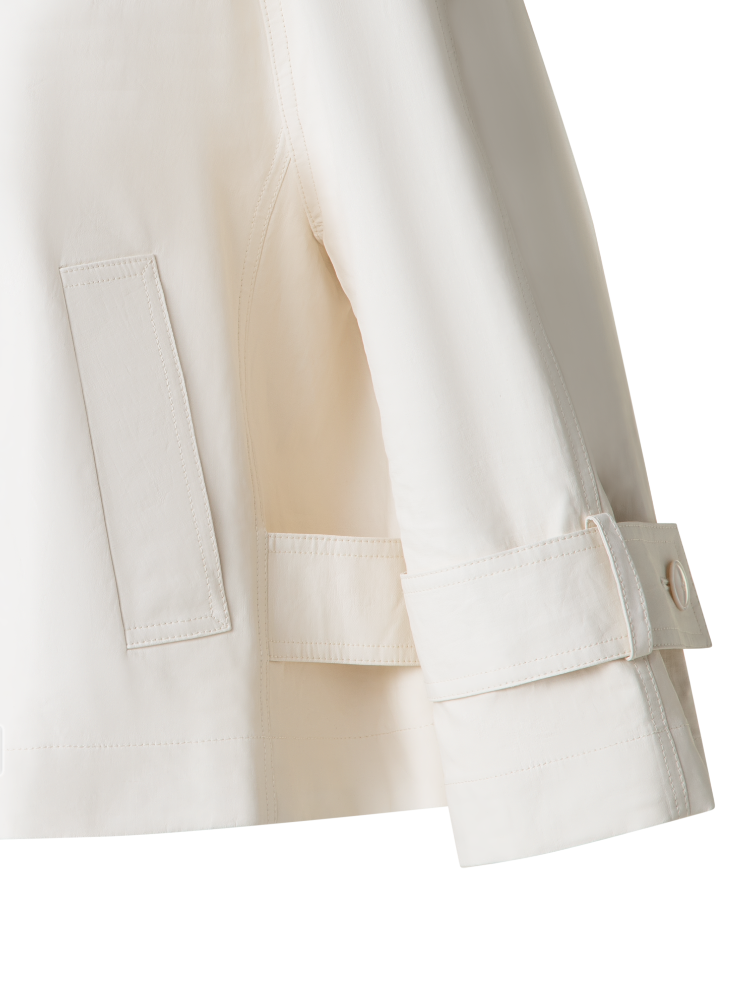 Designer Water Repellent Short Jacket in Coated Linen - ecru - white