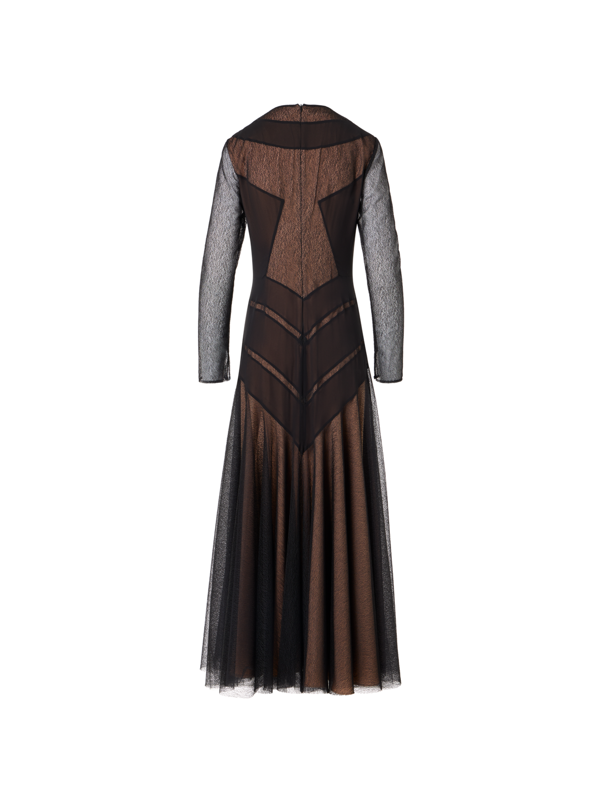 Designer Gown in Tulle Embroidery - black