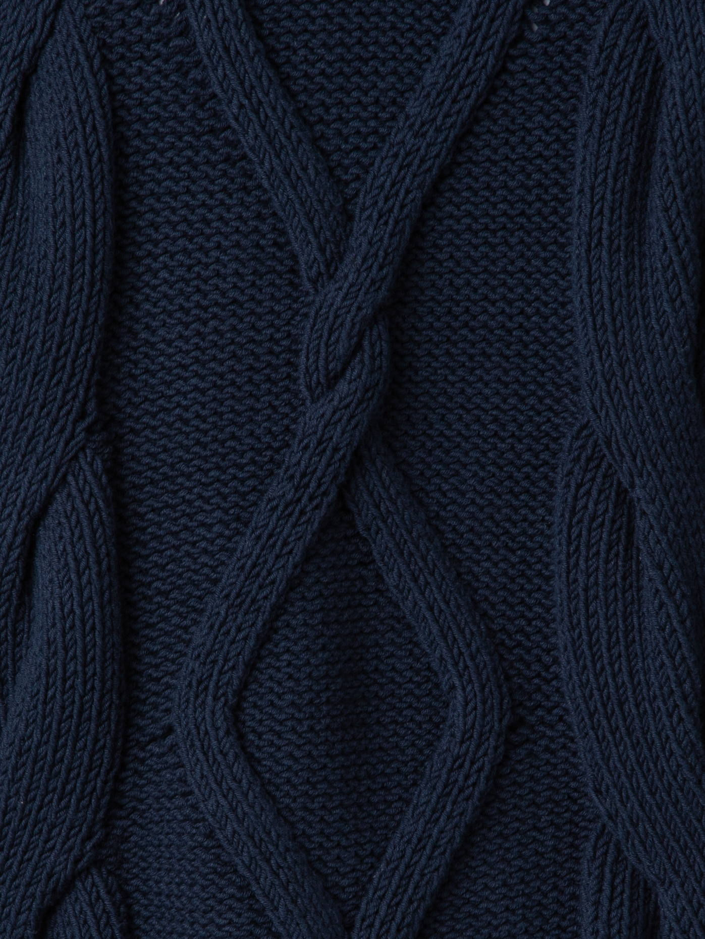 Designer Cardigan in Chunky Cotton Cable Knit - navy - blue