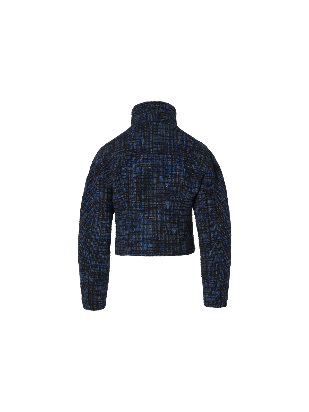 Designer Raw Denim Tweed Fitted Jacket - navy