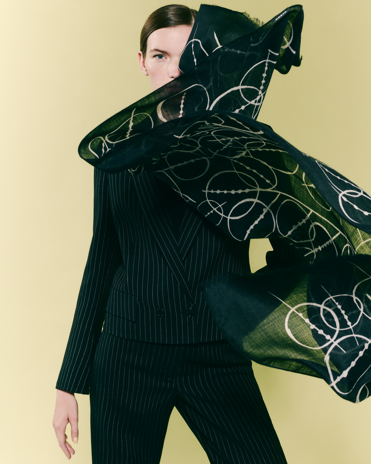Designer Cashmere Scarf with Polka Dots Print - black - multicolor #editorial