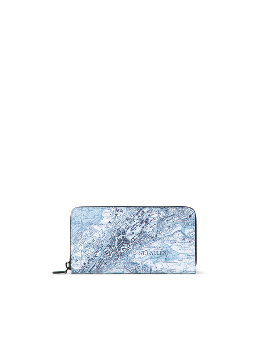 Designer Long Zip Wallet with St. Gallen Map Print - blue - multicolor