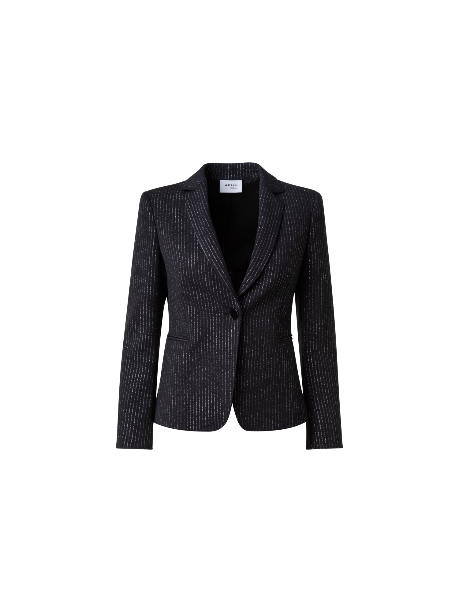 Designer Pebble Crêpe Jacket with Metallic Pin Stripes - black