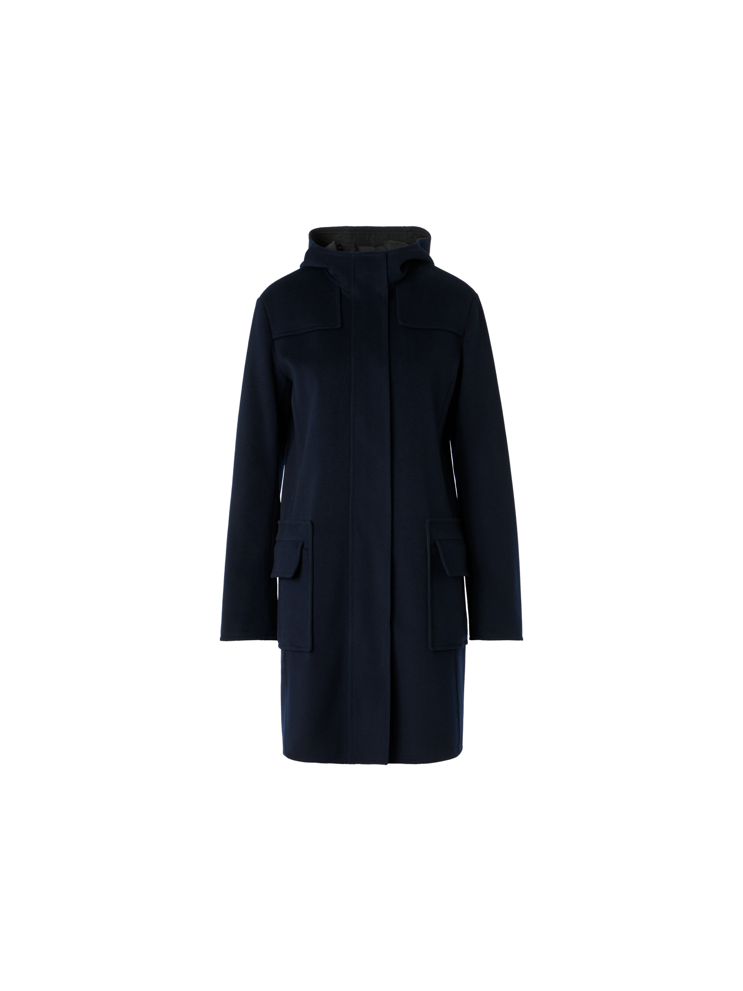 Designer Reversible Wool and Shell Coat - black - navy - blue - multicolor