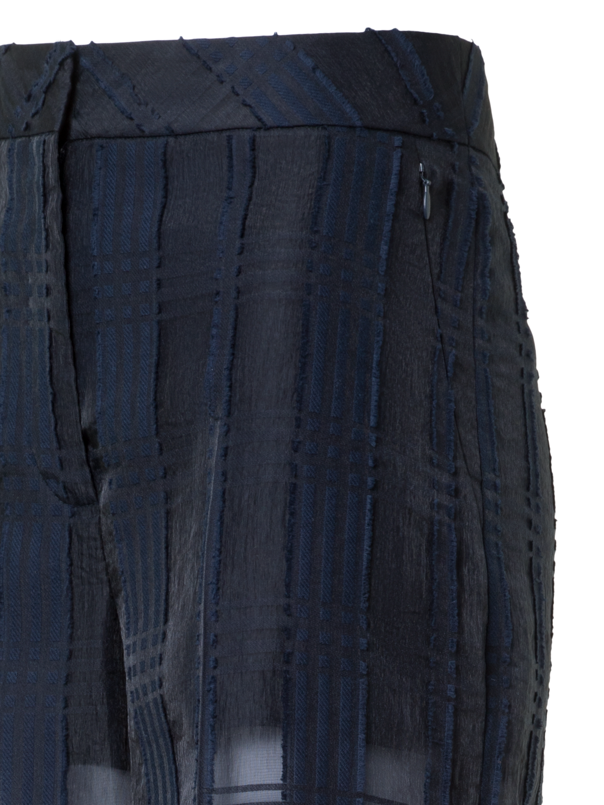 Designer Straight Wide Cotton Plaid Pants - neutral - navy - blue