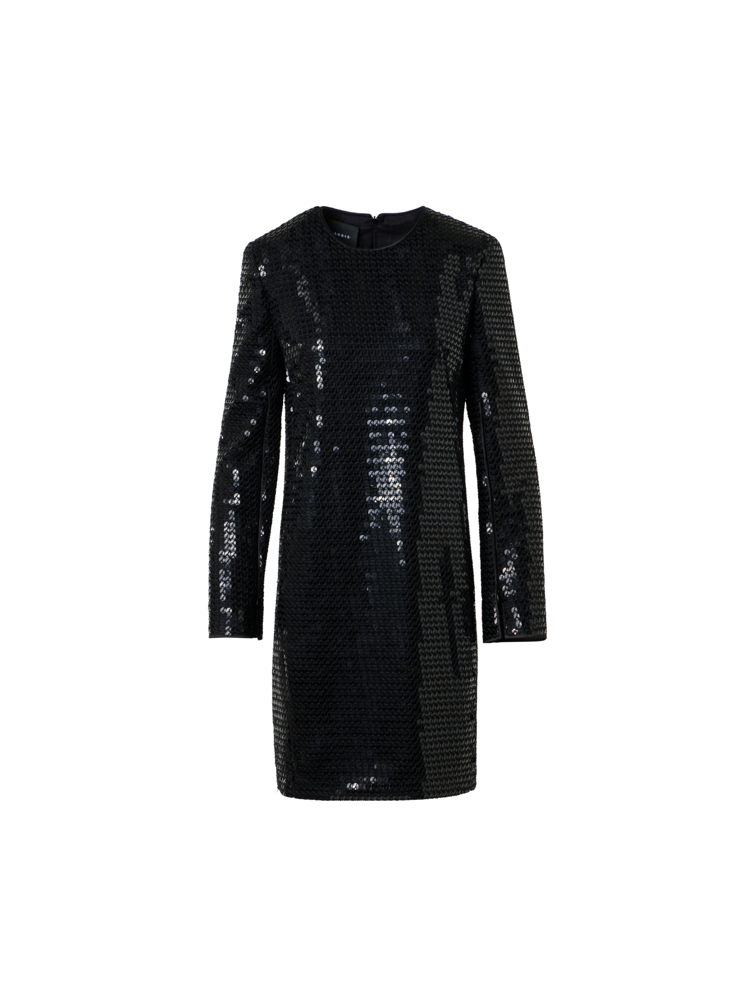 Designer Corded Sequins on Chiffon Cocktail Sheath Dress - black