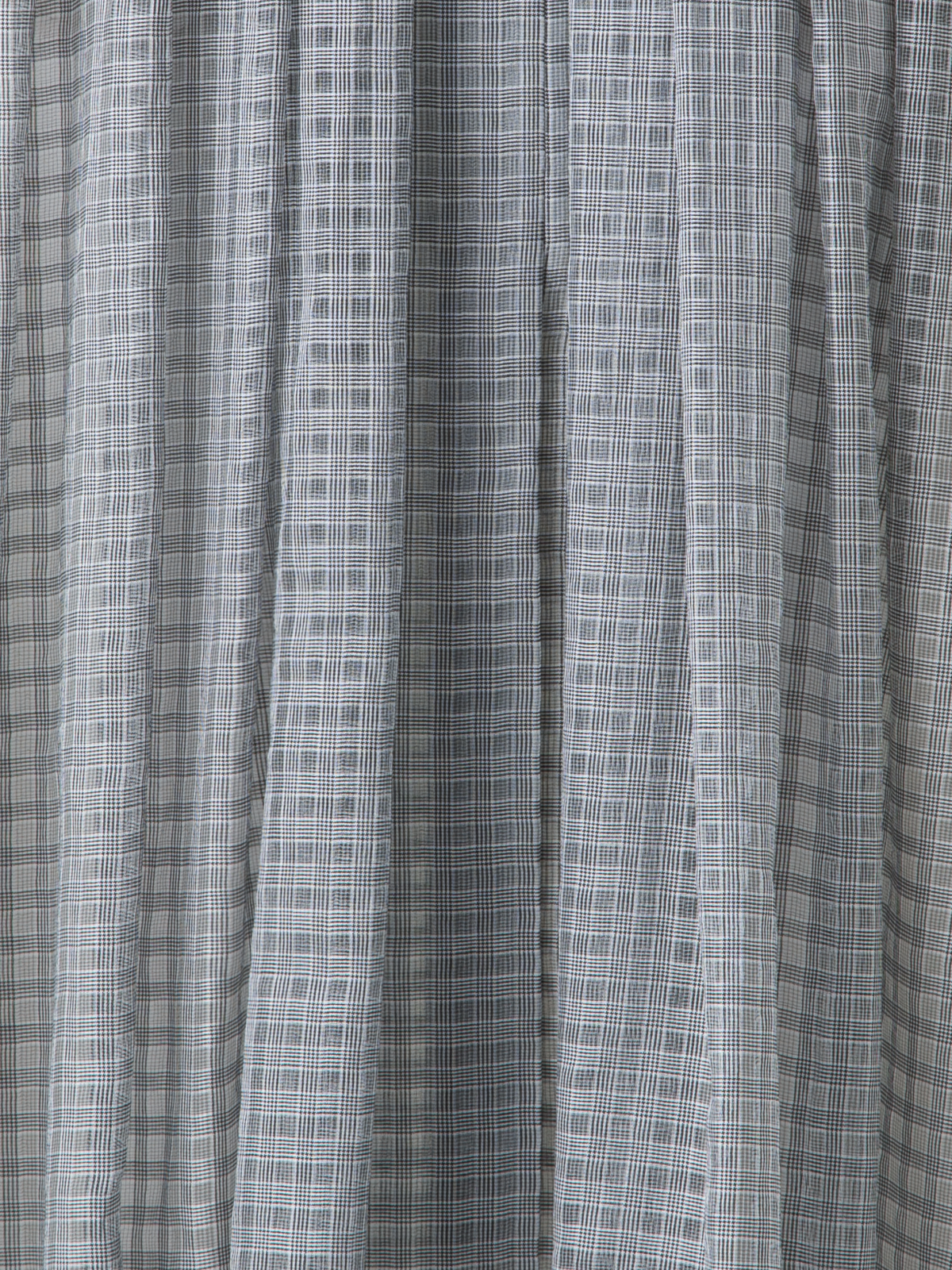 Designer Flared Cotton Midi Skirt with Small Plaid Print - black - neutral - grey - multicolor