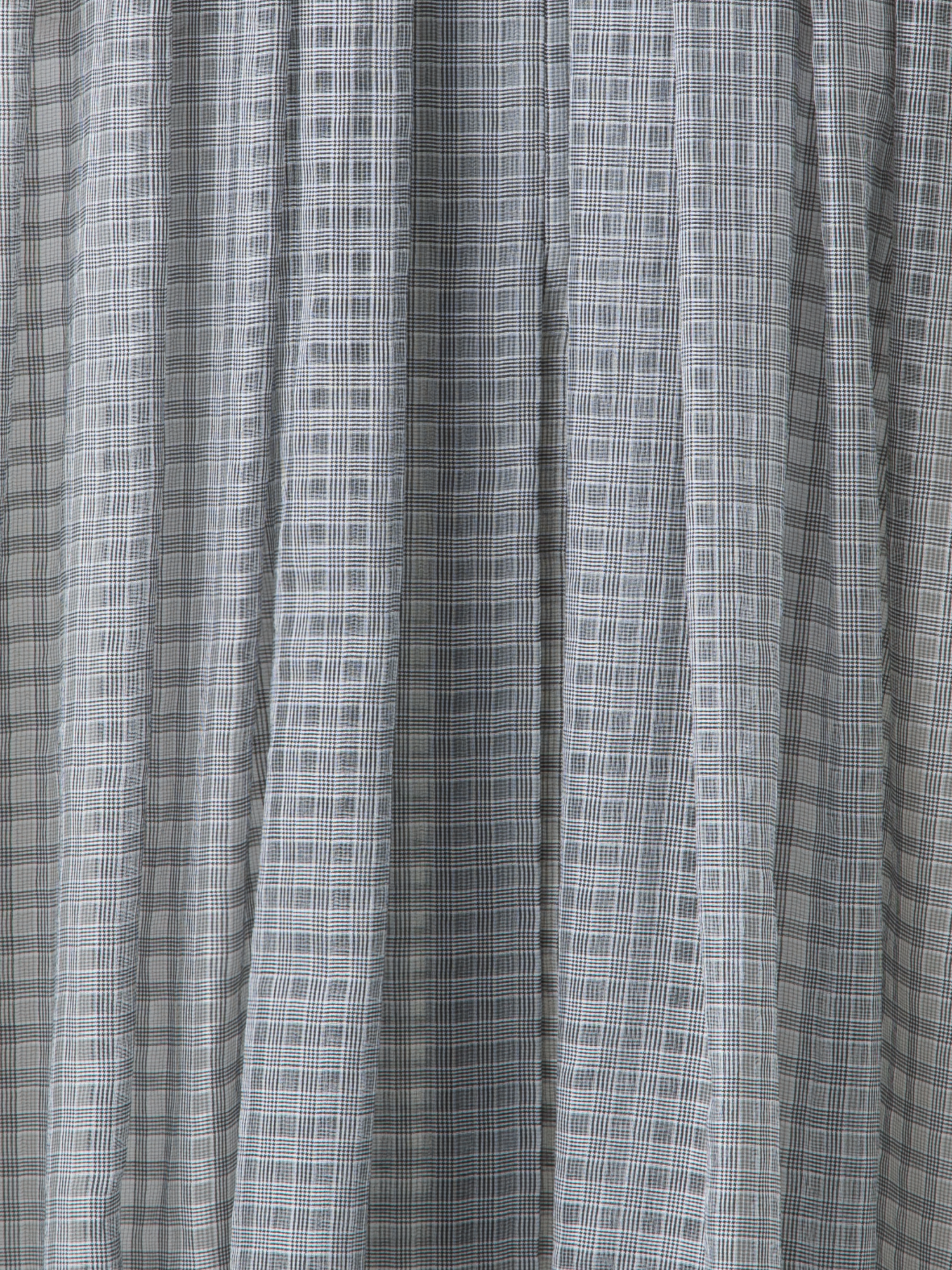 Designer Flared Cotton Midi Skirt with Small Plaid Print - black - neutral - grey - multicolor