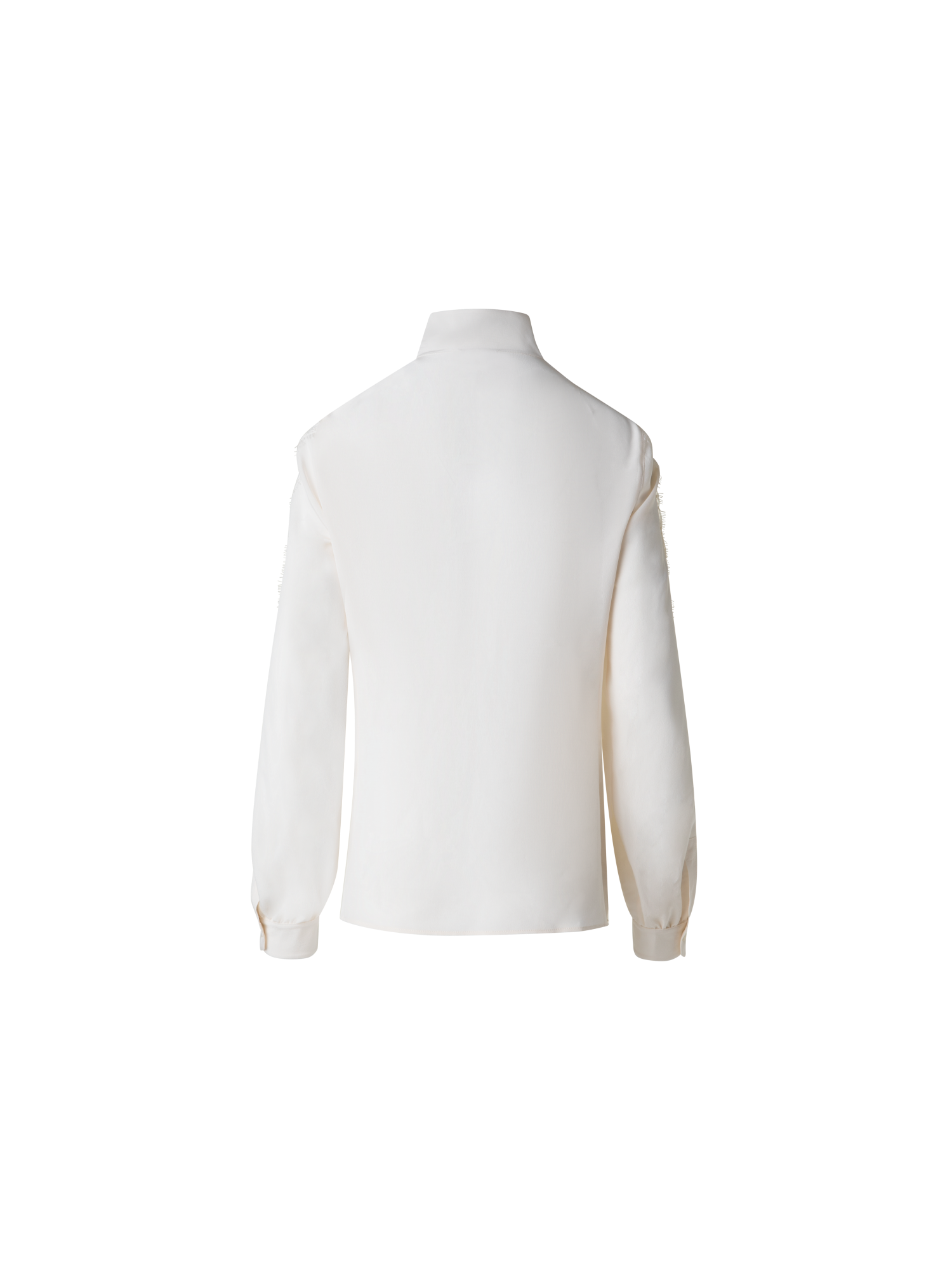 Designer Silk Blouse with Wave Lace - ecru - white