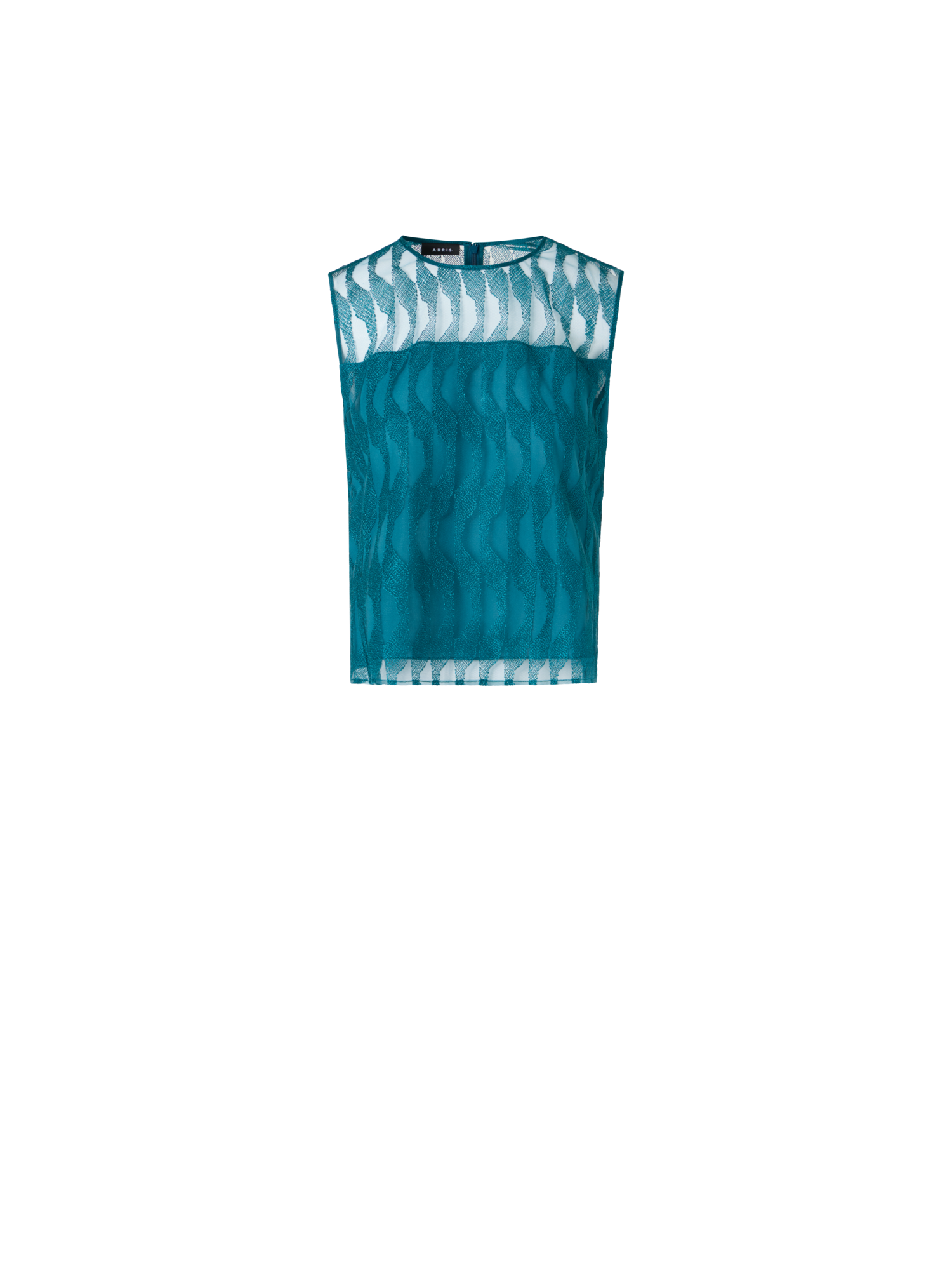 Designer Blouse in High Plains Embroidery on Tulle - blue