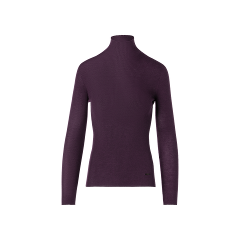 Fine Rib Cashmere Silk Mock Neck Sweater
