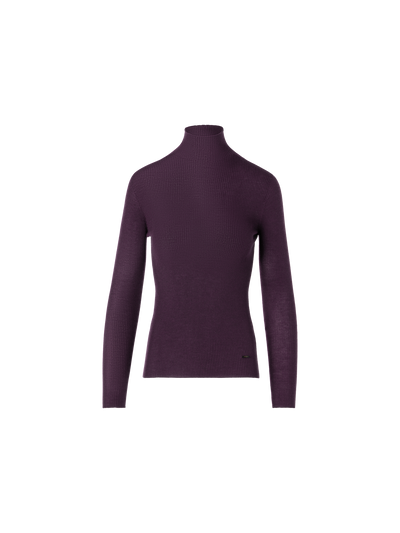Designer Fine Rib Cashmere Silk Mock Neck Sweater - red
