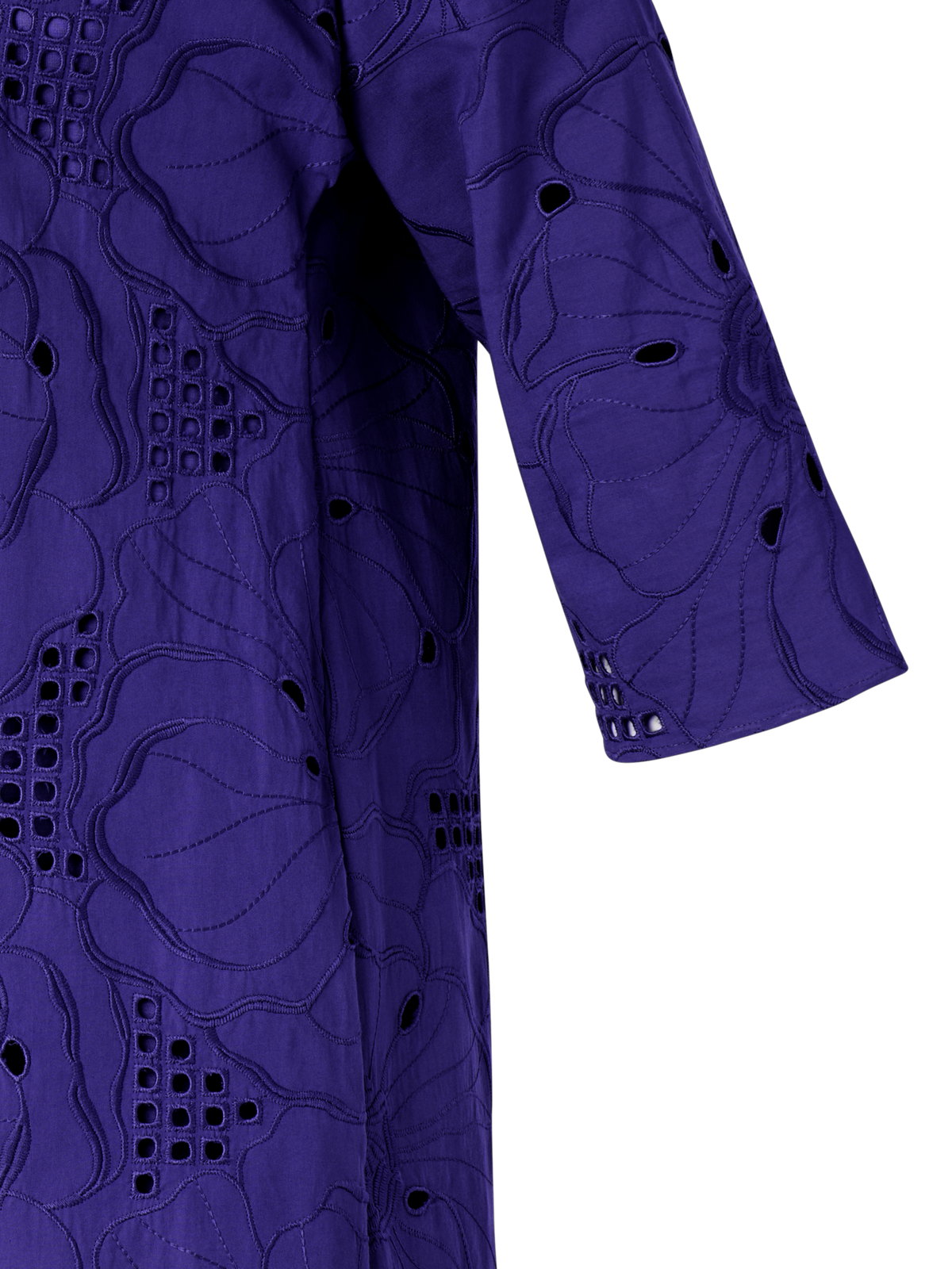Designer Flower Eyelet Handkerchief Dress - purple