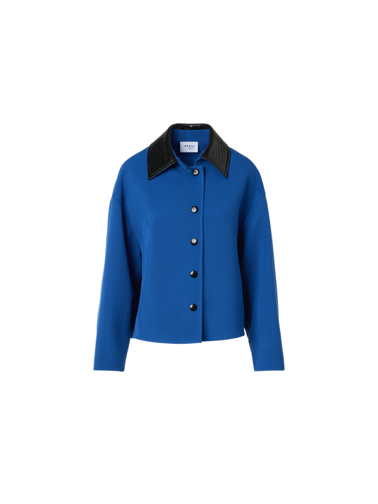 Designer Short Jacket in Heavy Wool Tricotine - blue