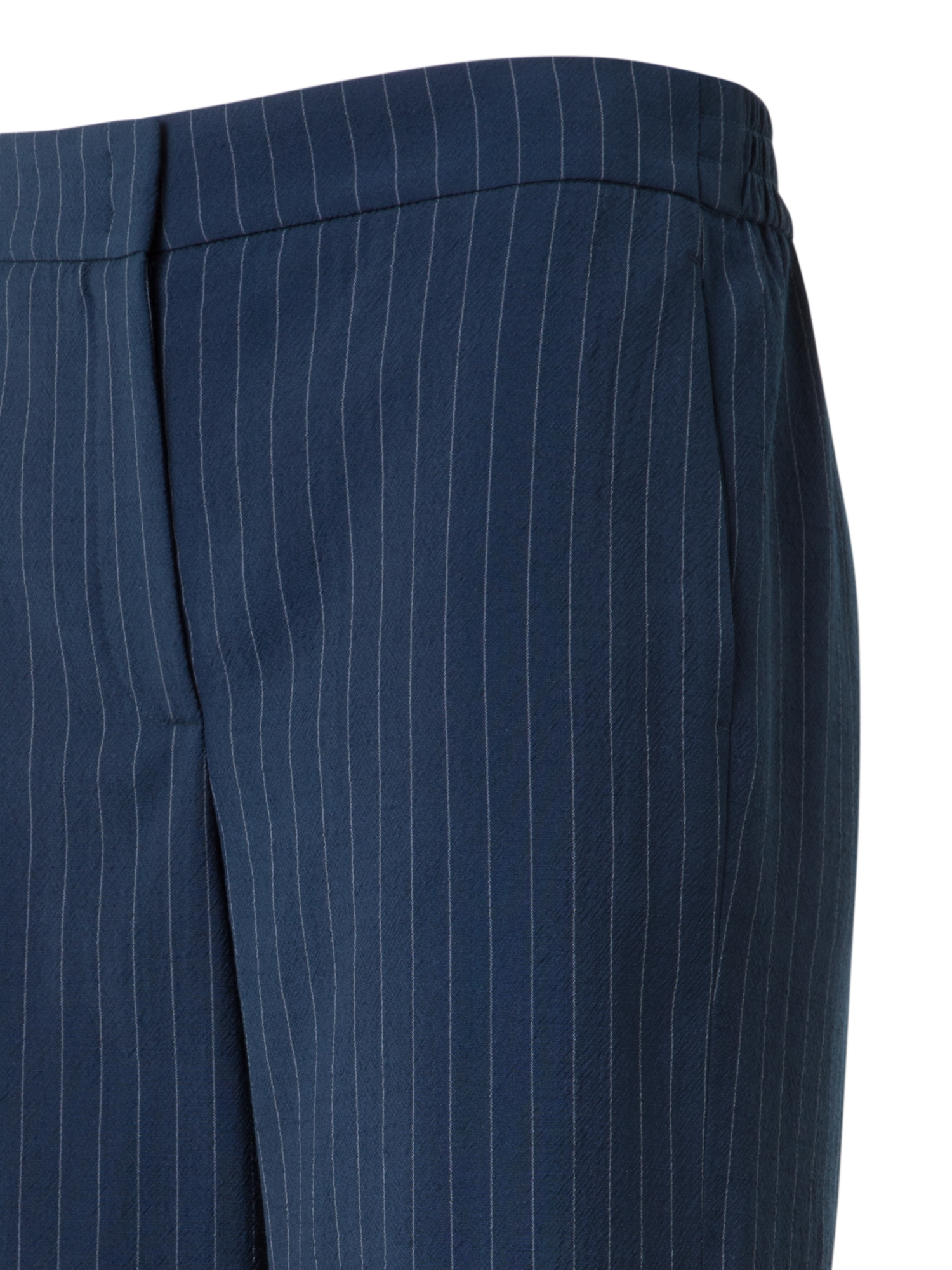 Designer Wide Cool Wool Pants with Elastic Waist - neutral - navy - blue - multicolor