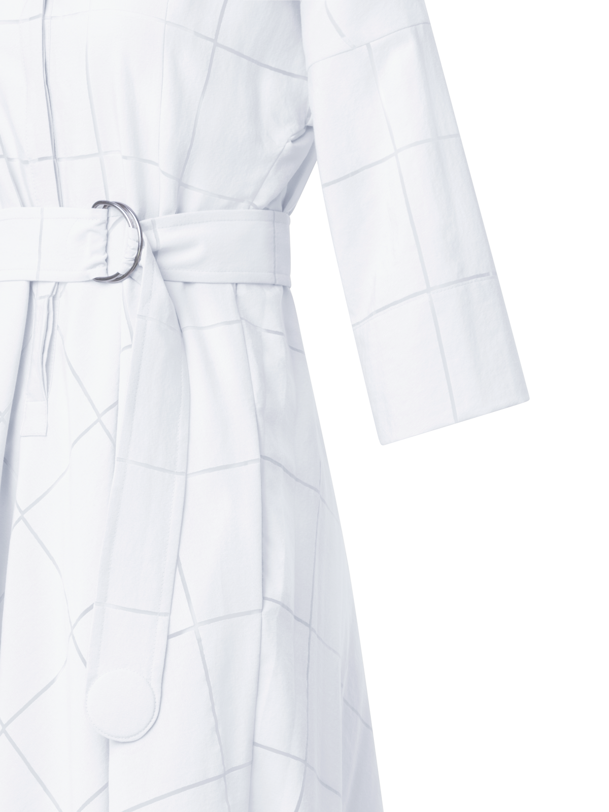 Designer Fit & Flare Midi Shirt Dress in Window Plaid - ecru - white