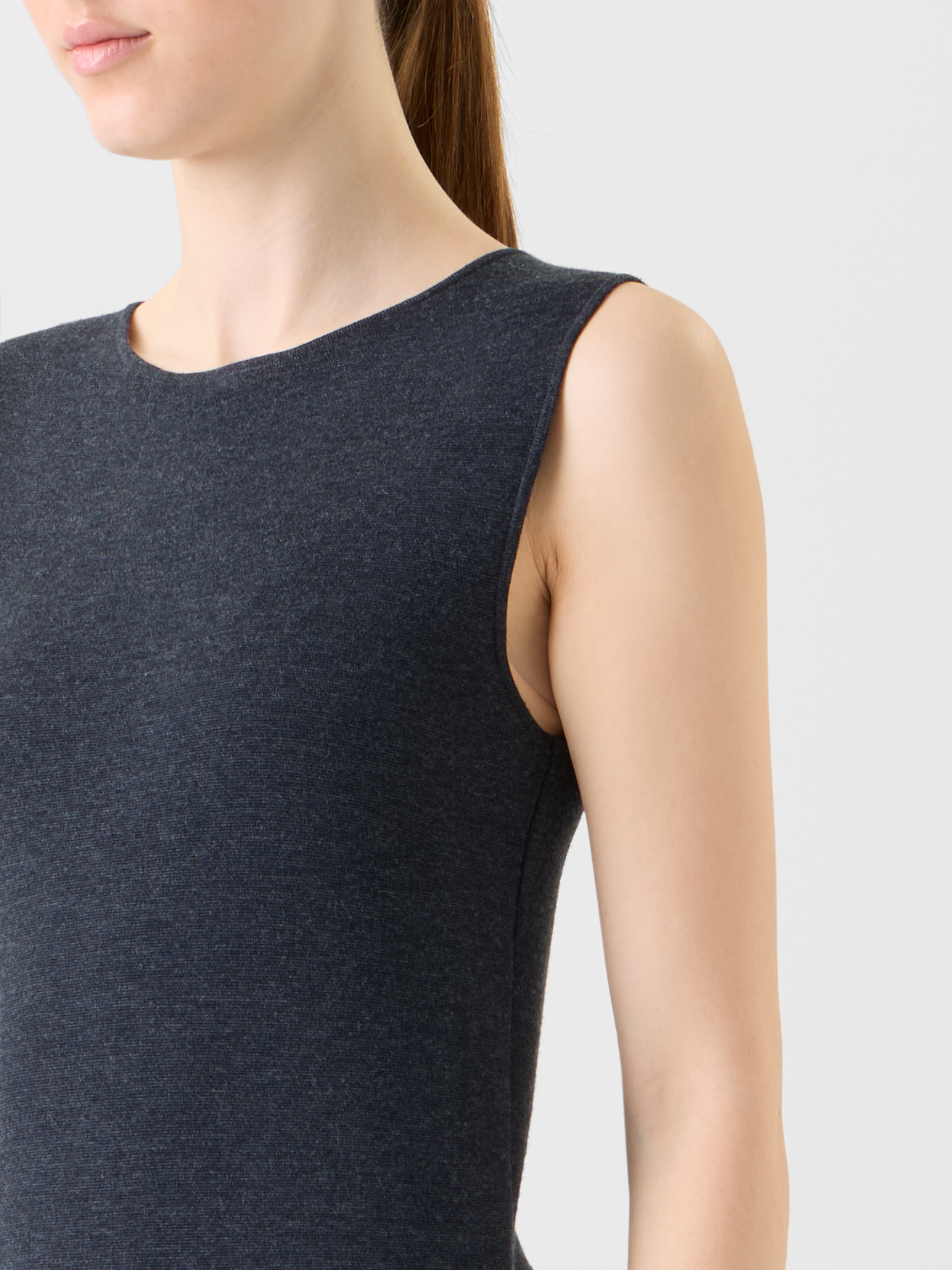 Designer Milano Wool Knit Sheath Midi Dress - neutral - grey 