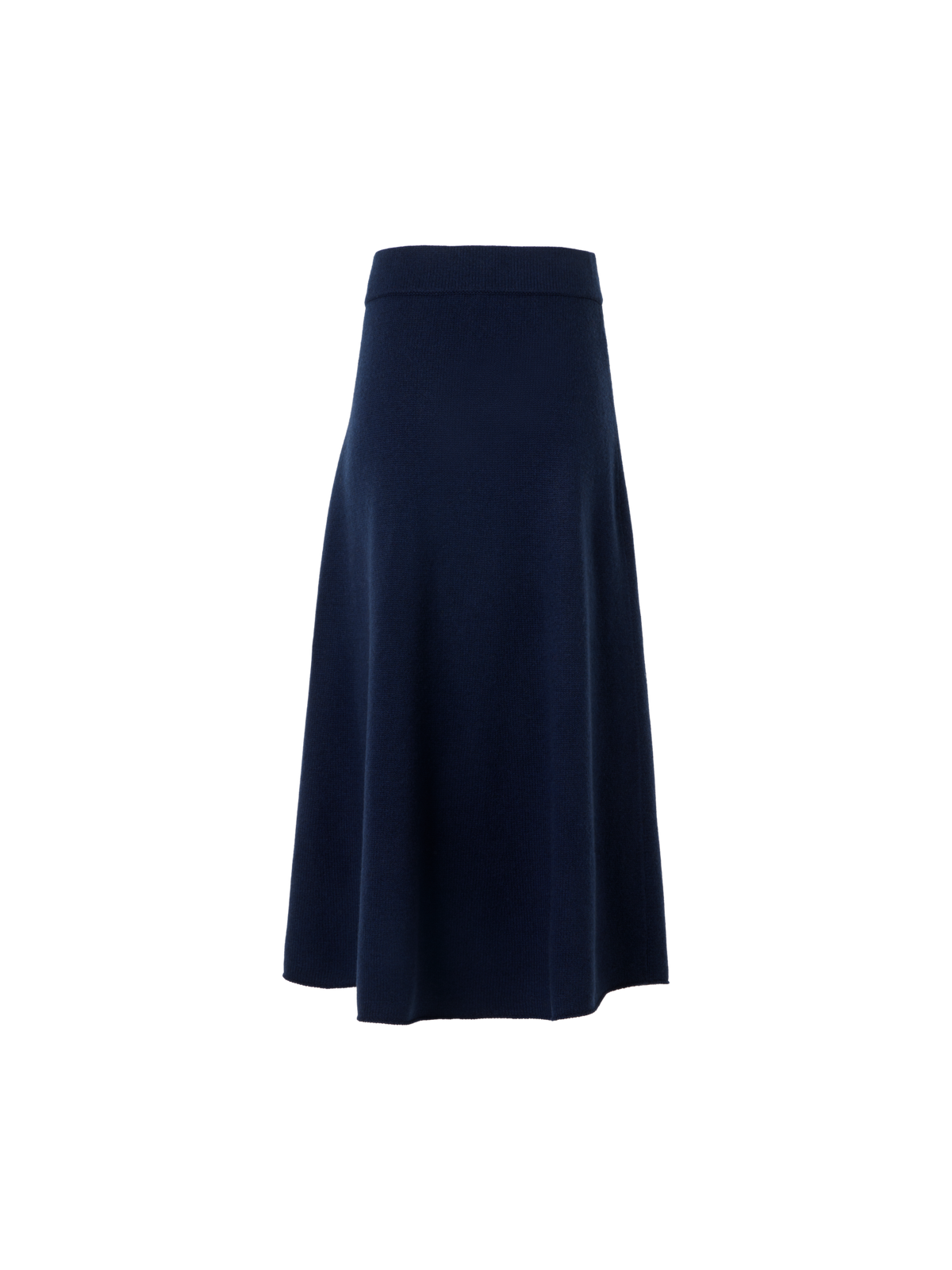 Designer Chunky Yak Knit Midi Skirt - navy