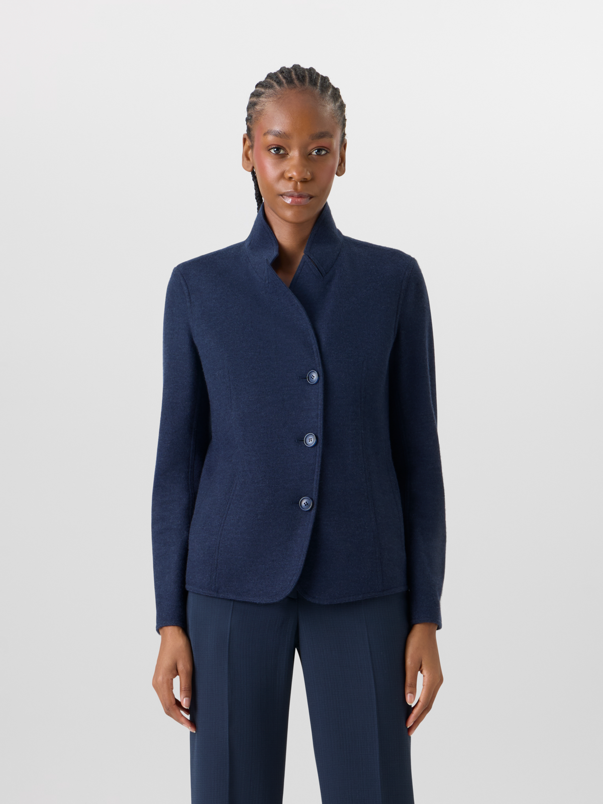 Designer Lima Short Jacket in Cashmere-Jersey - blue #editorial