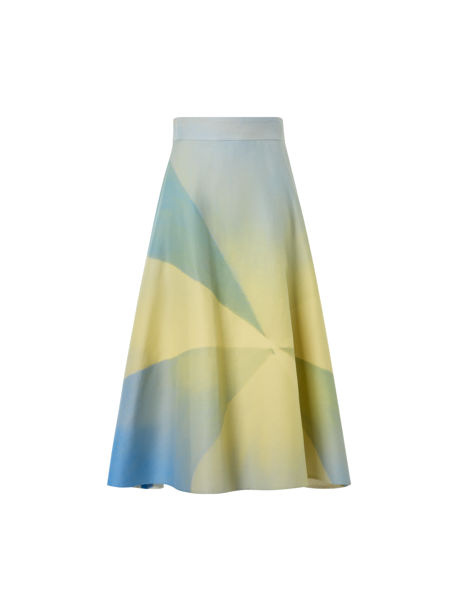 Designer Sunbeam Print Cotton Double-Weave Midi Skirt - multicolor